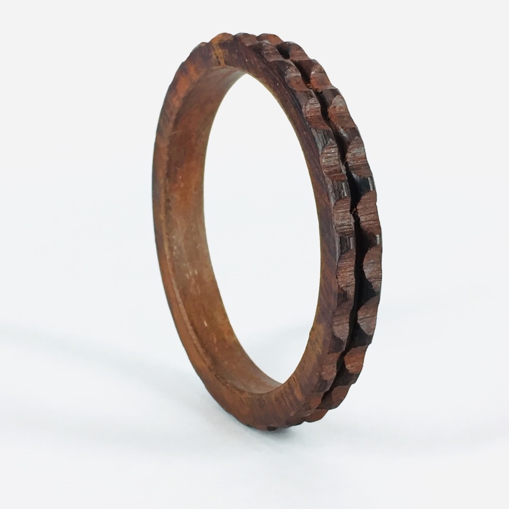 Vintage Carved Wood Bangle Bracelet